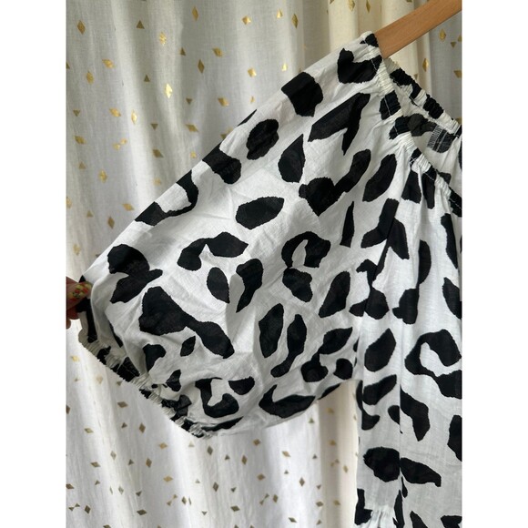 Velvet NWT Eliah Off Shoulder Tiered Tie Belt 100% Cotton Animal Print Dress M - Picture 3 of 9